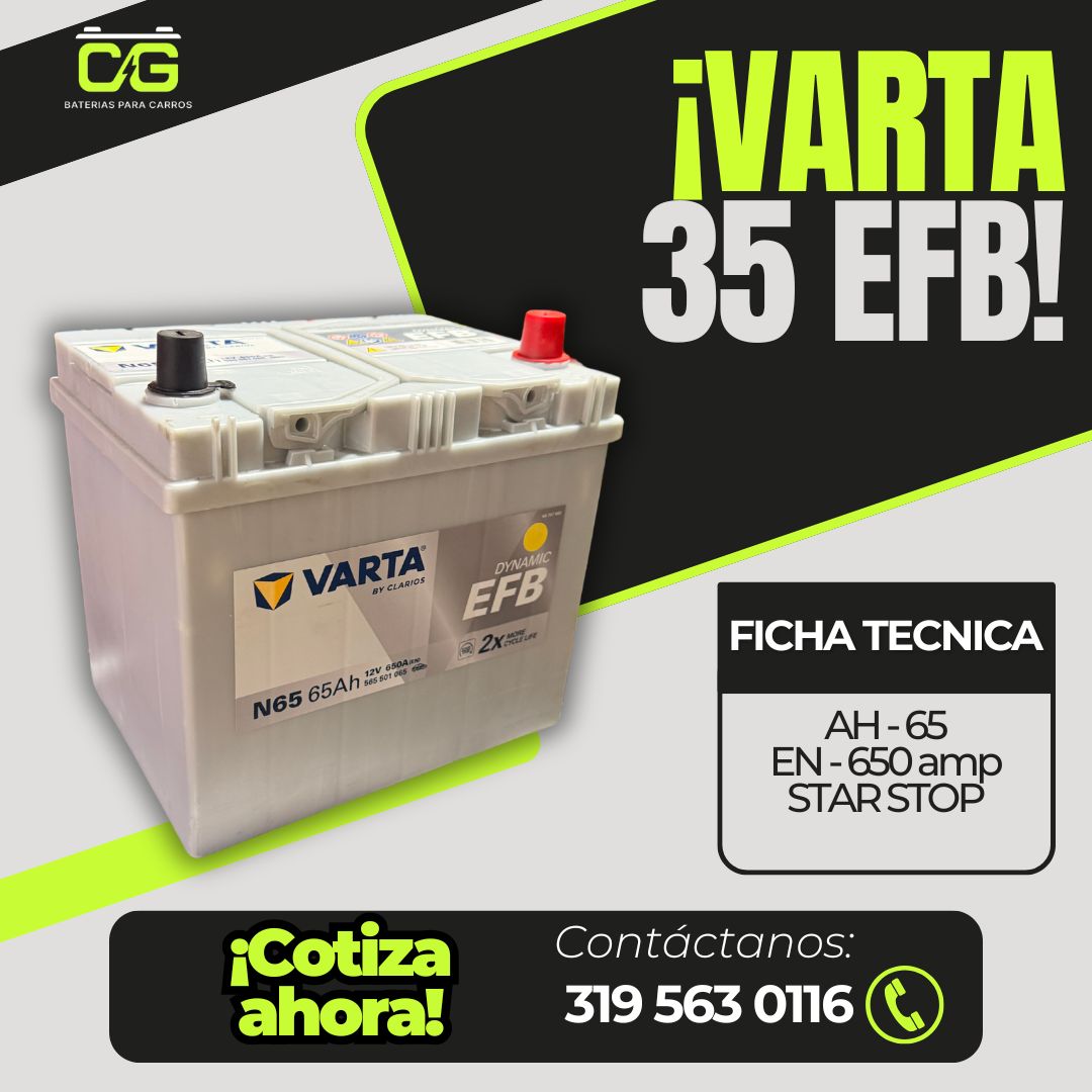 35 EFB VARTA BATERIA PARA CARRO VARTA 35 - EFB 65AH - Imagen 1